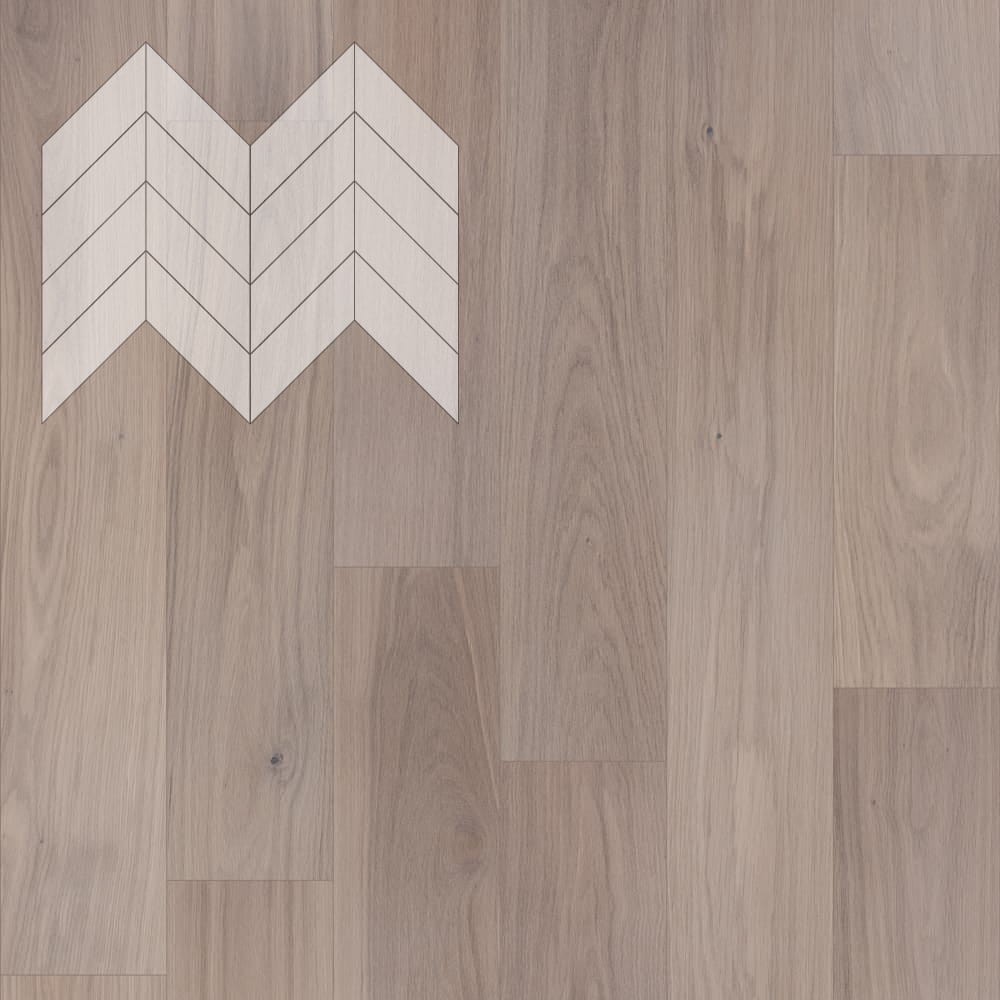 Паркет Елка Французская Lab Arte Chevron Дуб Натур Чегет белый лак 600/450х150х14/3/45°